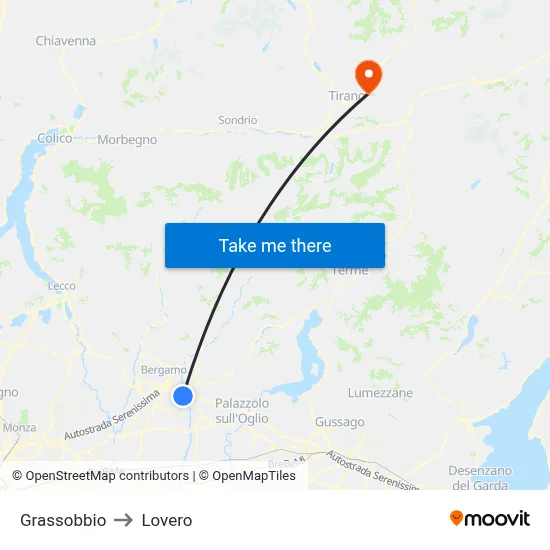 Grassobbio to Lovero map