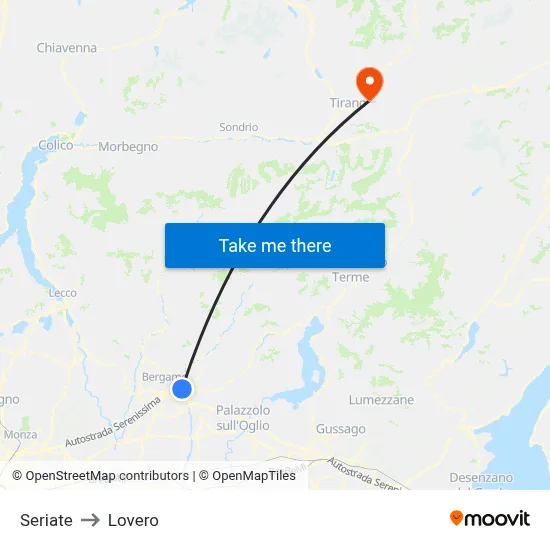 Seriate to Lovero map