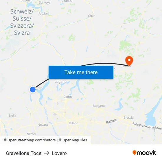 Gravellona Toce to Lovero map