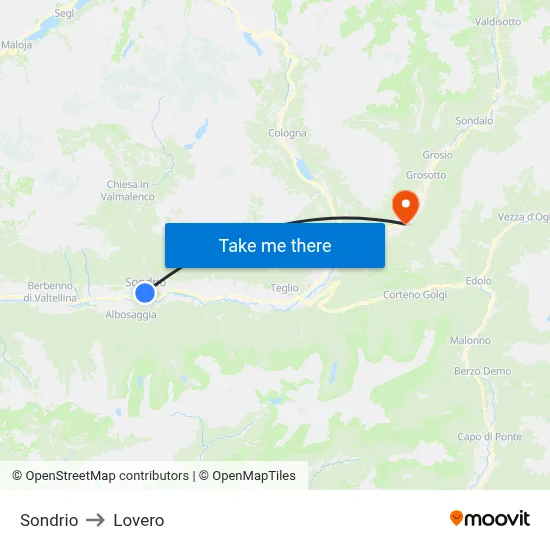 Sondrio to Lovero map