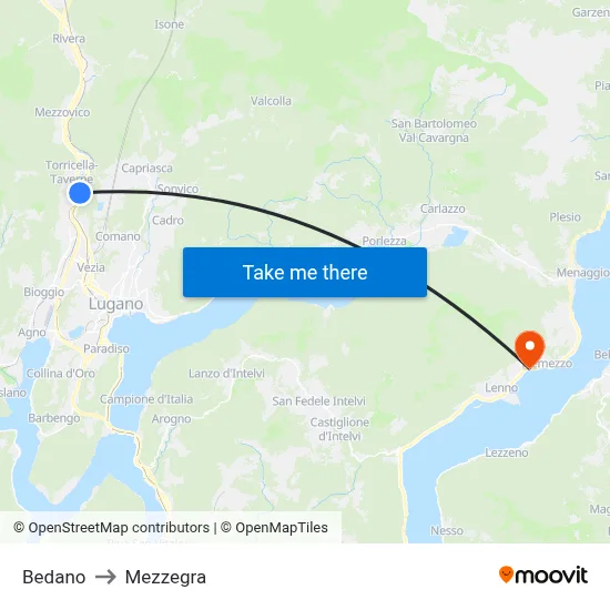 Bedano to Mezzegra map