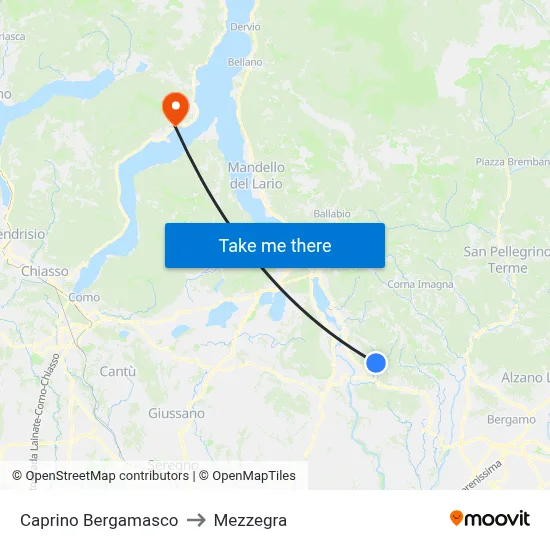 Caprino Bergamasco to Mezzegra map