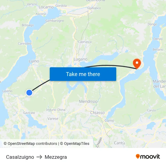 Casalzuigno to Mezzegra map