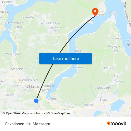 Cavallasca to Mezzegra map