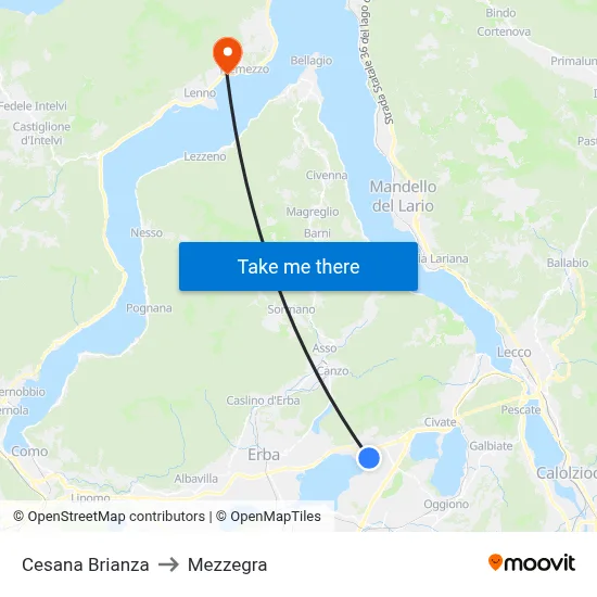 Cesana Brianza to Mezzegra map