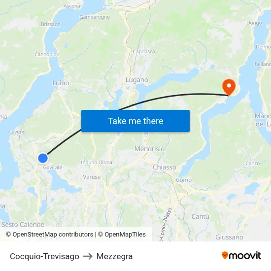 Cocquio-Trevisago to Mezzegra map