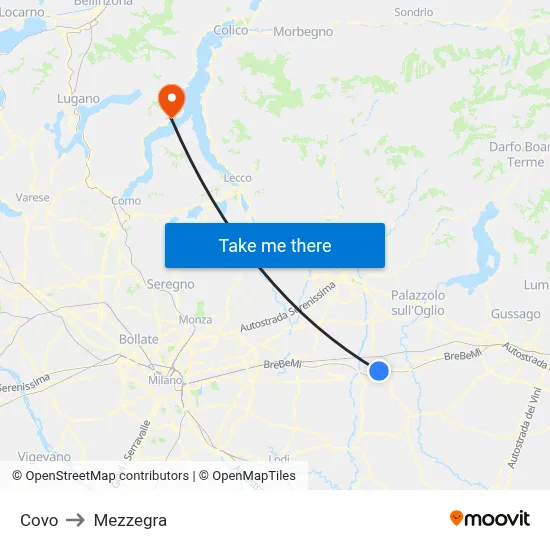 Covo to Mezzegra map