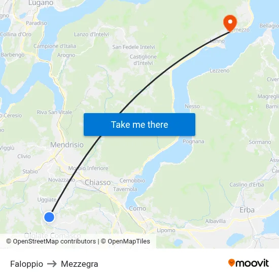 Faloppio to Mezzegra map
