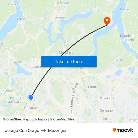 Jerago con Orago to Mezzegra map