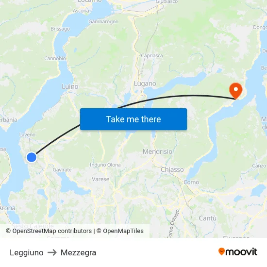 Leggiuno to Mezzegra map