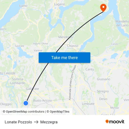 Lonate Pozzolo to Mezzegra map