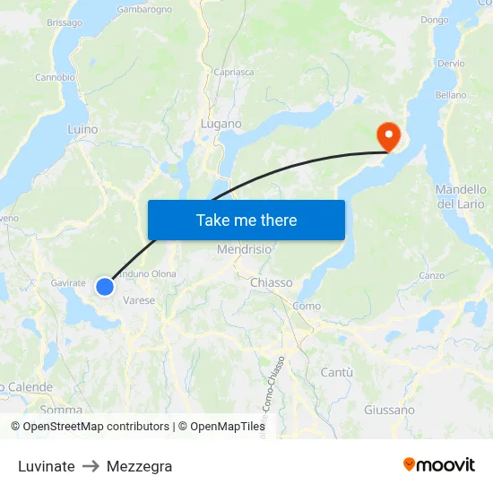 Luvinate to Mezzegra map