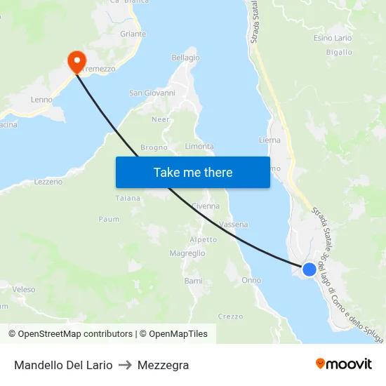 Mandello Del Lario to Mezzegra map