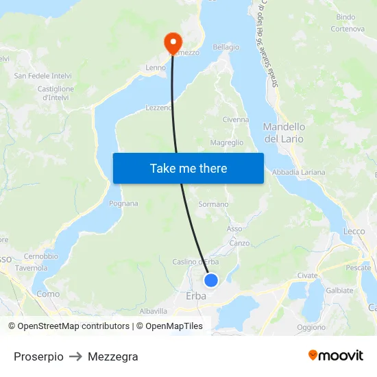 Proserpio to Mezzegra map