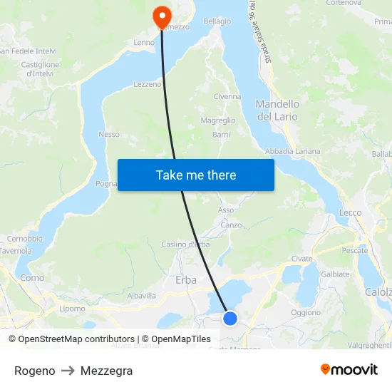 Rogeno to Mezzegra map