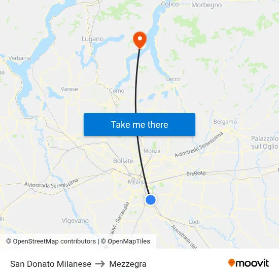 San Donato Milanese to Mezzegra map