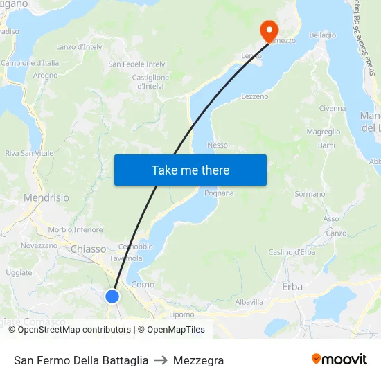 San Fermo Della Battaglia to Mezzegra map