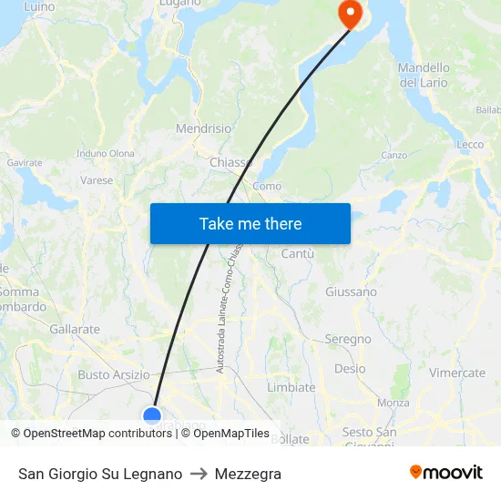 San Giorgio Su Legnano to Mezzegra map