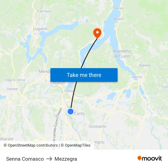Senna Comasco to Mezzegra map