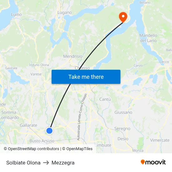 Solbiate Olona to Mezzegra map