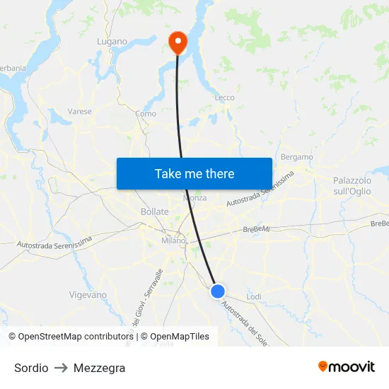 Sordio to Mezzegra map