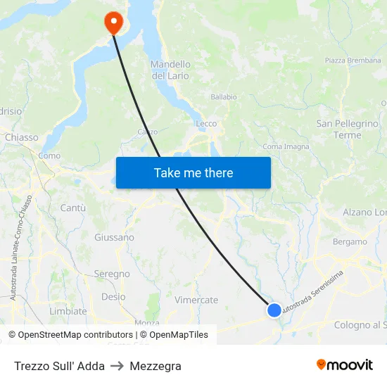 Trezzo Sull' Adda to Mezzegra map