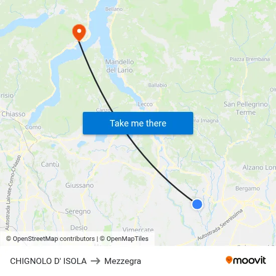 Chignolo D' Isola to Mezzegra map