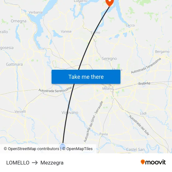 Lomello to Mezzegra map