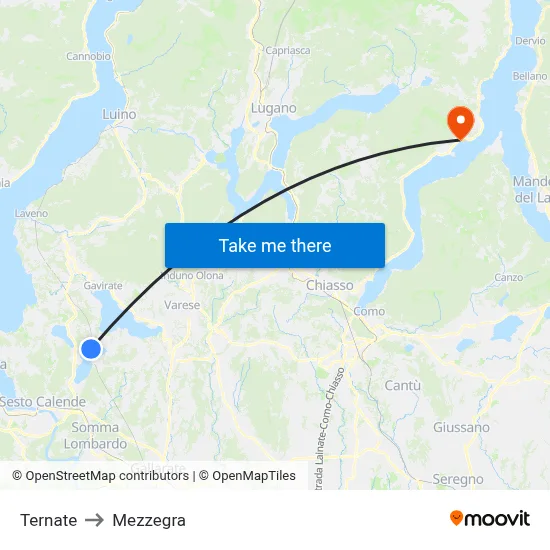 Ternate to Mezzegra map