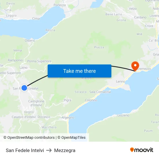 San Fedele Intelvi to Mezzegra map