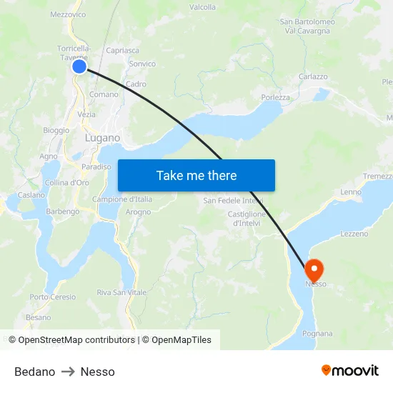 Bedano to Nesso map