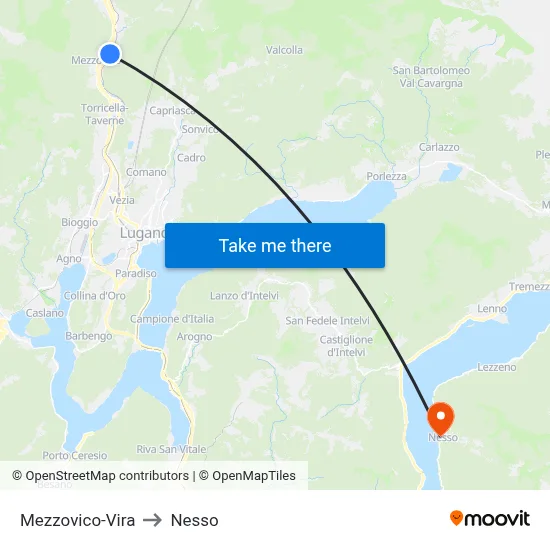 Mezzovico-Vira to Nesso map