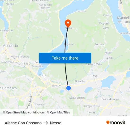 Albese Con Cassano to Nesso map