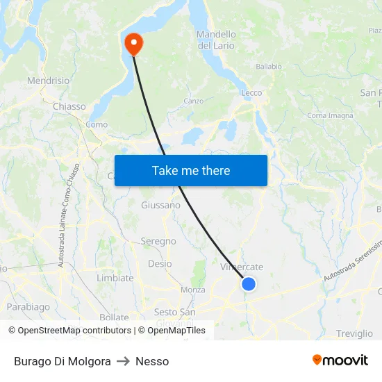 Burago di Molgora to Nesso map