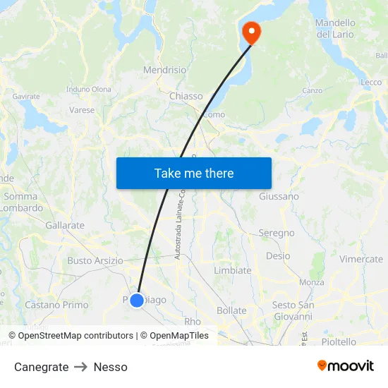 Canegrate to Nesso map