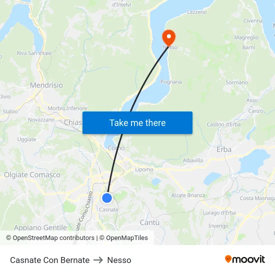 Casnate Con Bernate to Nesso map