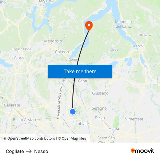 Cogliate to Nesso map