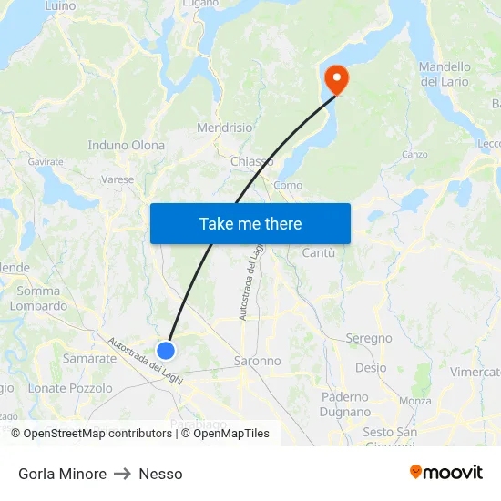 Gorla Minore to Nesso map
