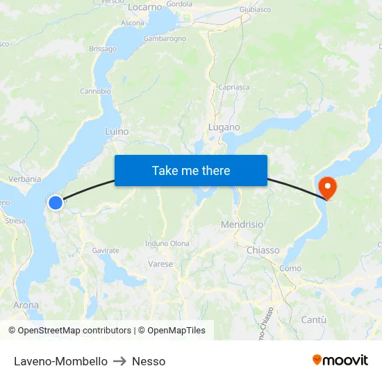 Laveno-Mombello to Nesso map