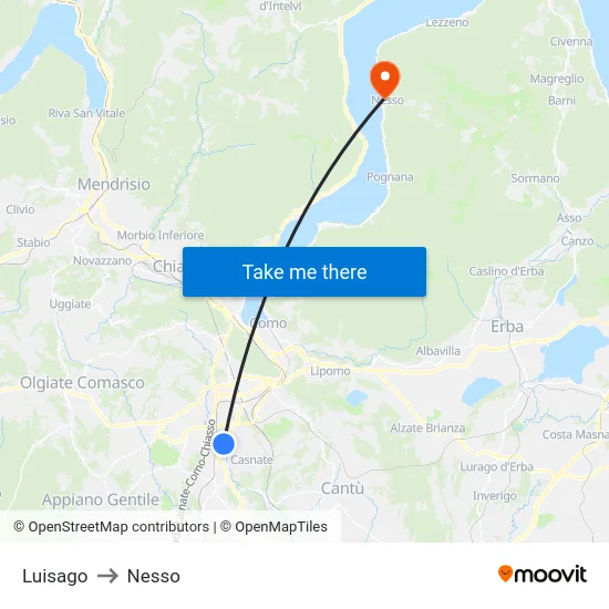 Luisago to Nesso map