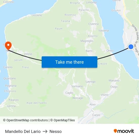 Mandello Del Lario to Nesso map