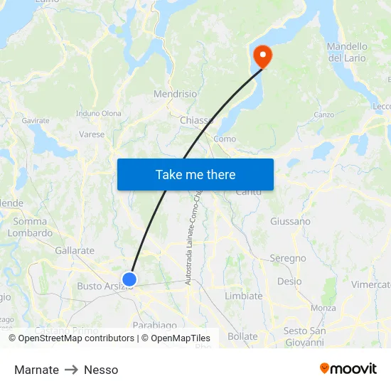 Marnate to Nesso map