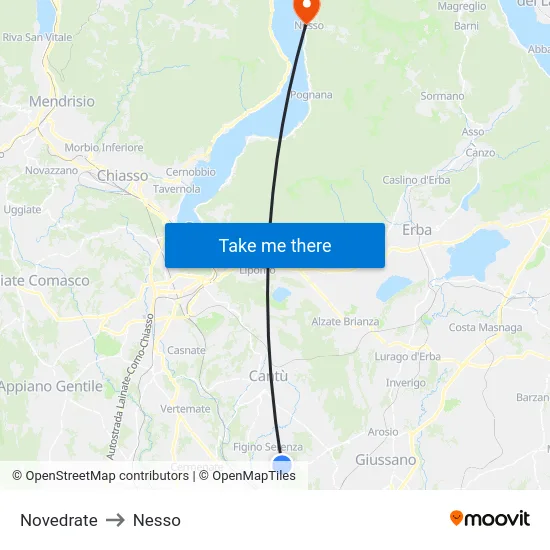 Novedrate to Nesso map