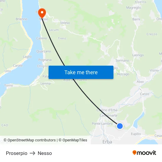 Proserpio to Nesso map