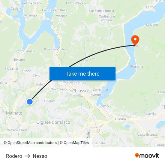 Rodero to Nesso map