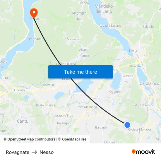Rovagnate to Nesso map