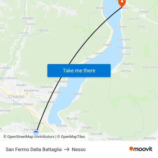 San Fermo Della Battaglia to Nesso map