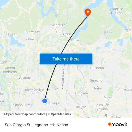 San Giorgio Su Legnano to Nesso map