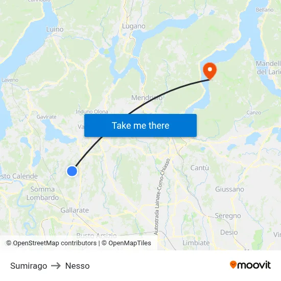 Sumirago to Nesso map