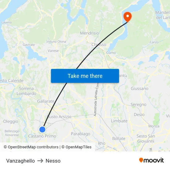 Vanzaghello to Nesso map